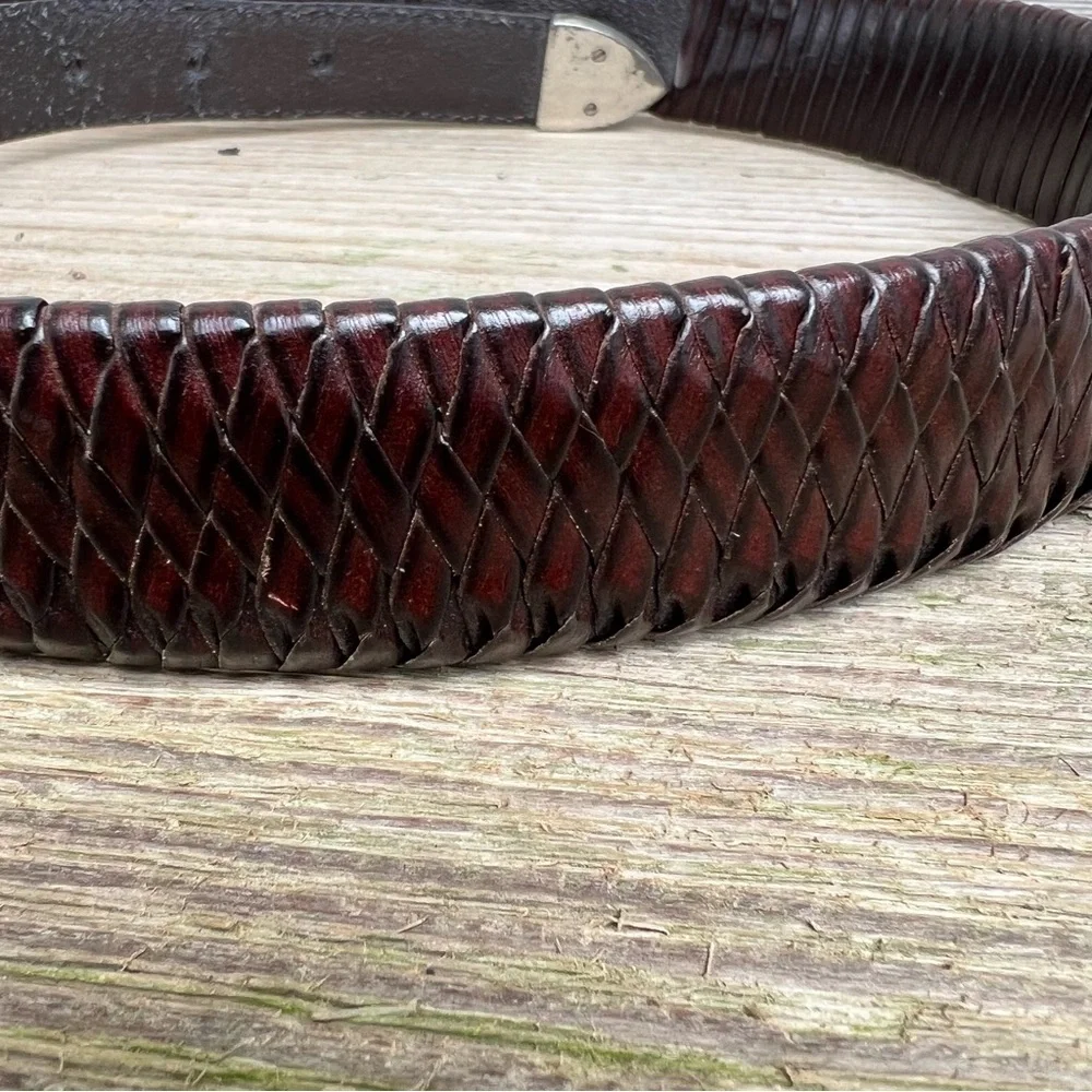 Genuine leather belt with silver metal Conchos. Size 40.